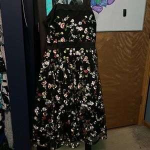 City studio knee to shin length strapless dress